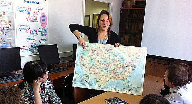 Fulbright scholar Margaret Williams, teaching at the American Corner in Khabarovsk. Source: Personal archive